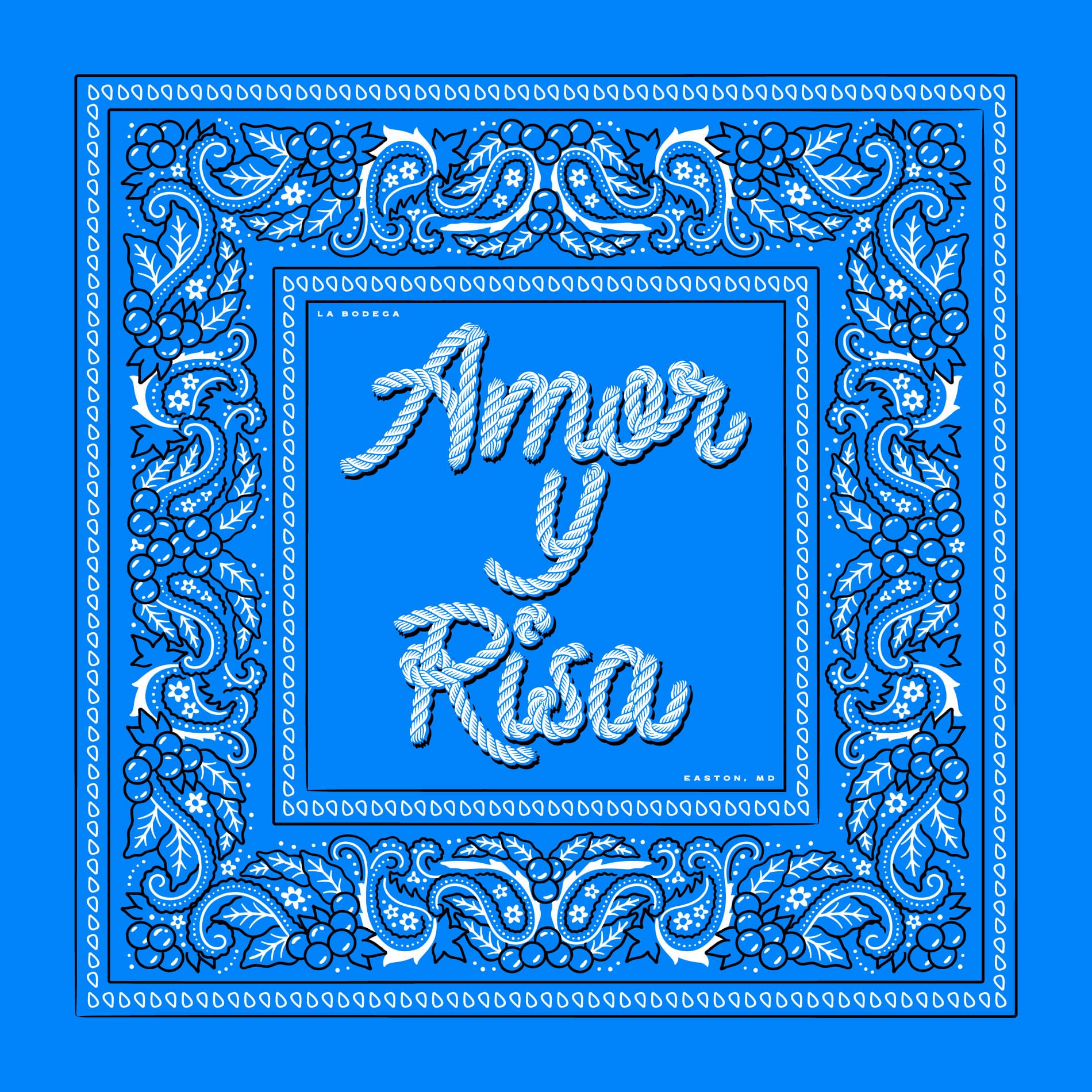 Bandana printed at 19 by 19 inches, leaving a standard paisley border