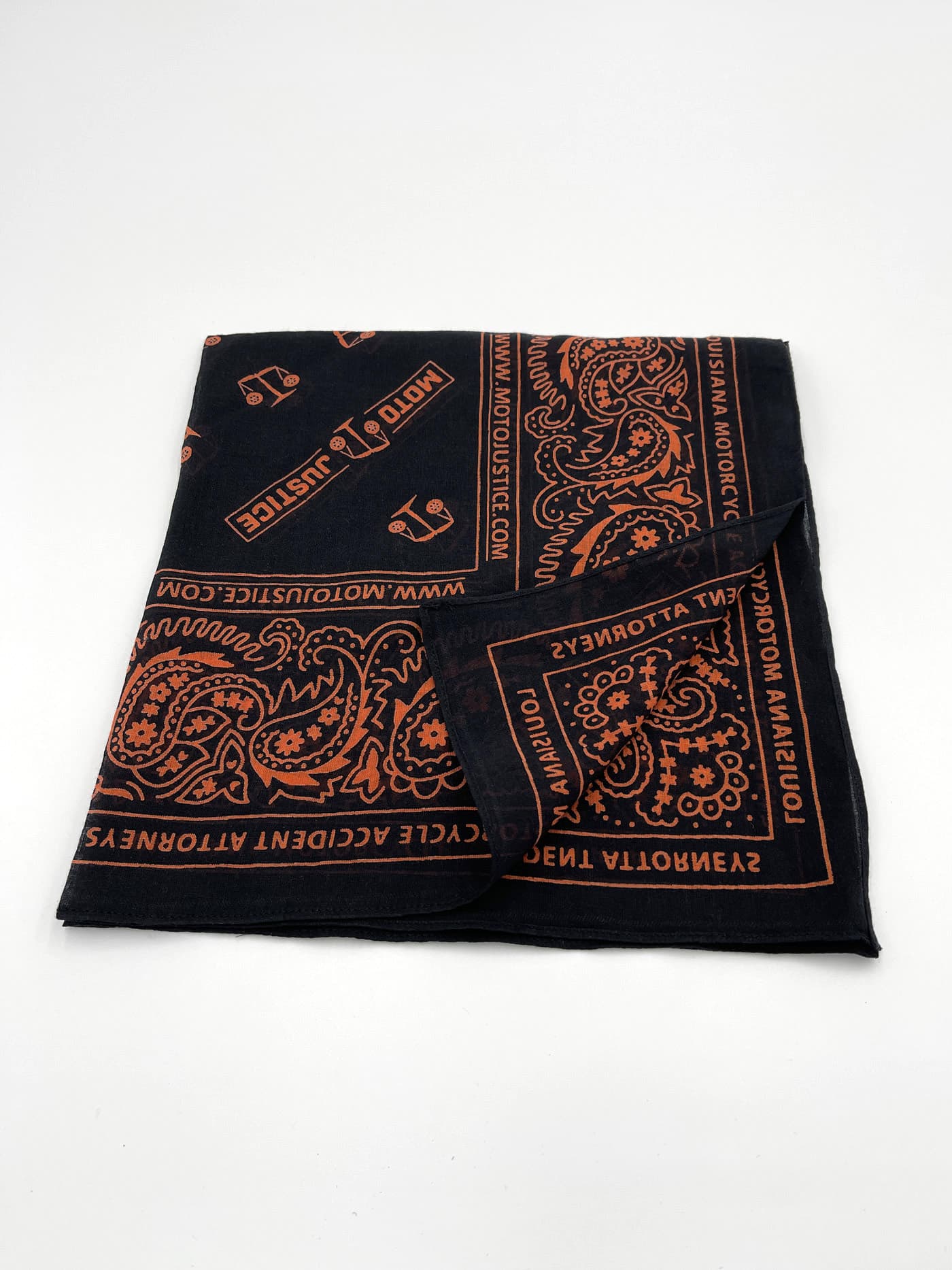 Custom double-sided bandanas printed crisp front and back with hand-stitched edges