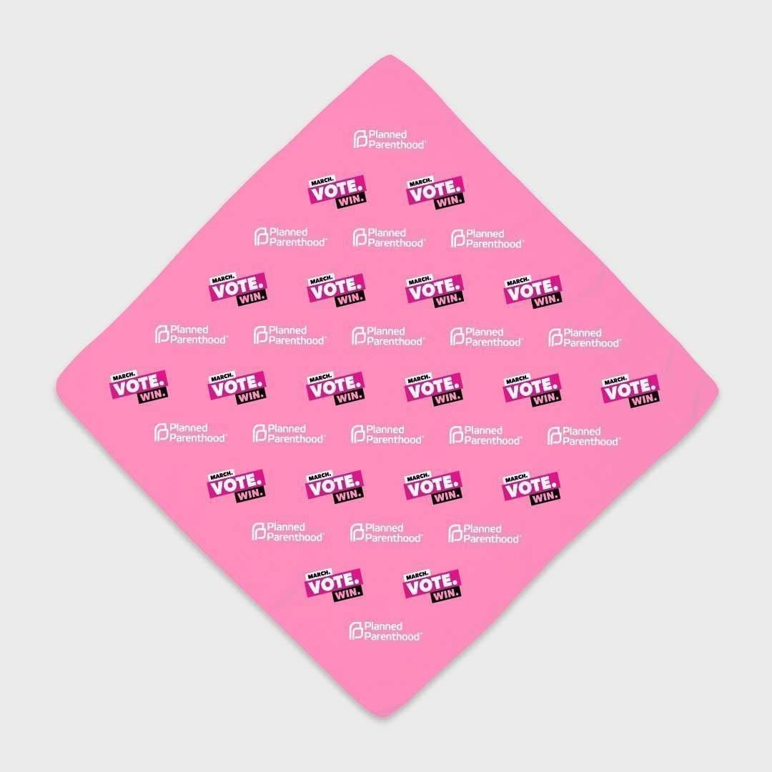 Custom screen-printed bandana on pink