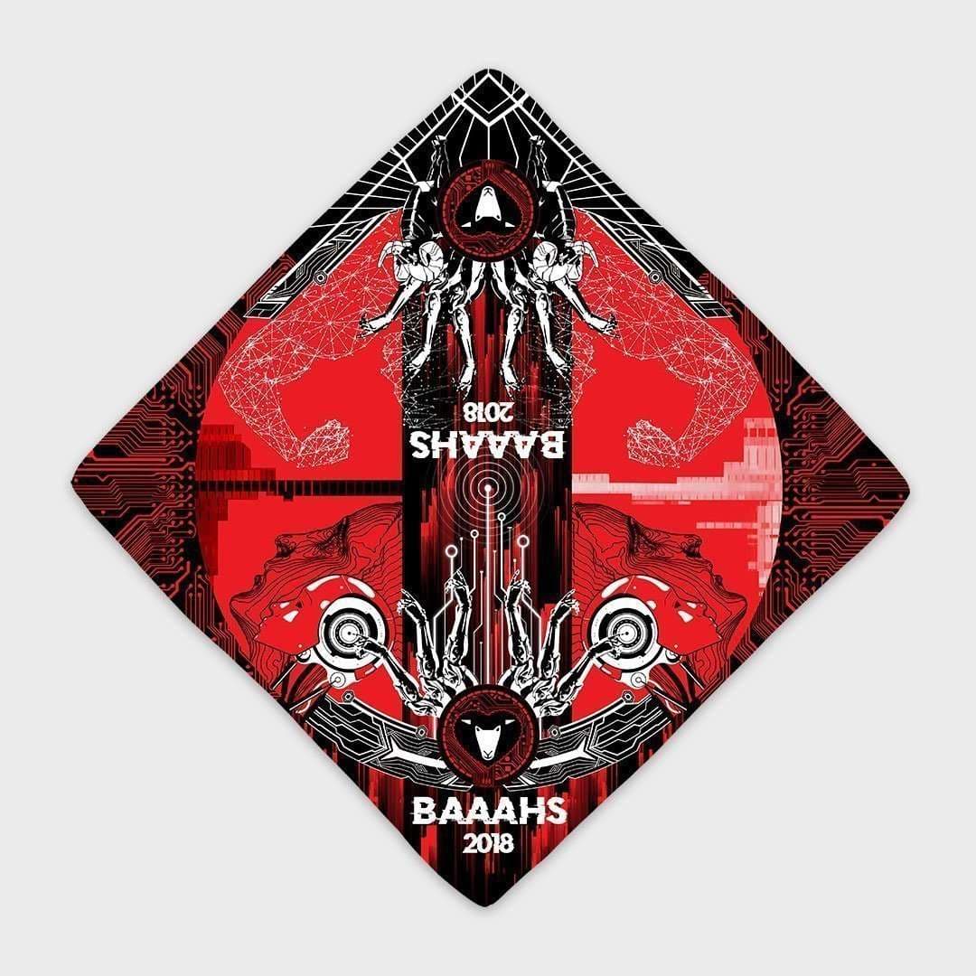 Red and black all-over print custom bandana