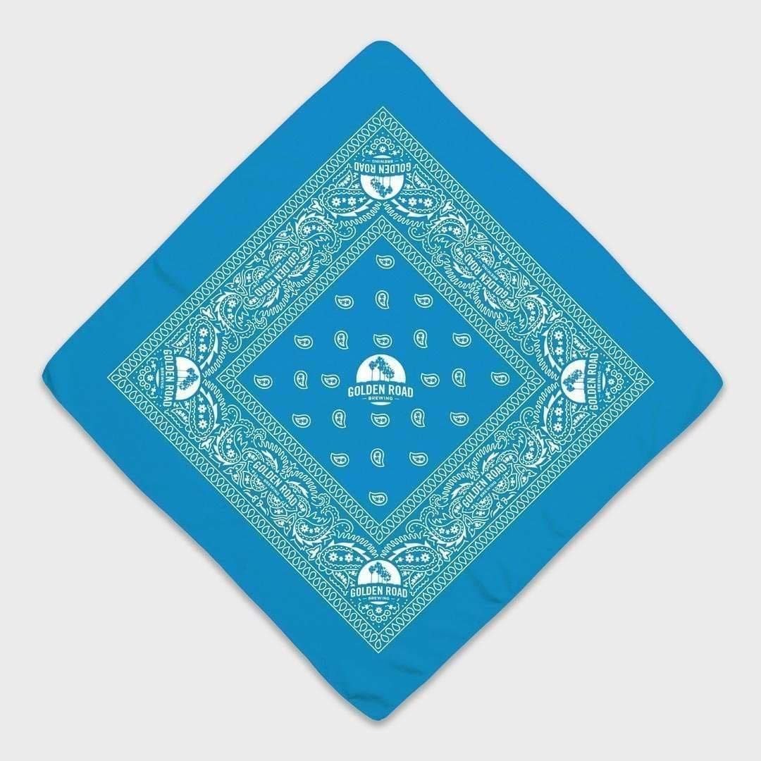 Custom screen-printed bandana on turquoise