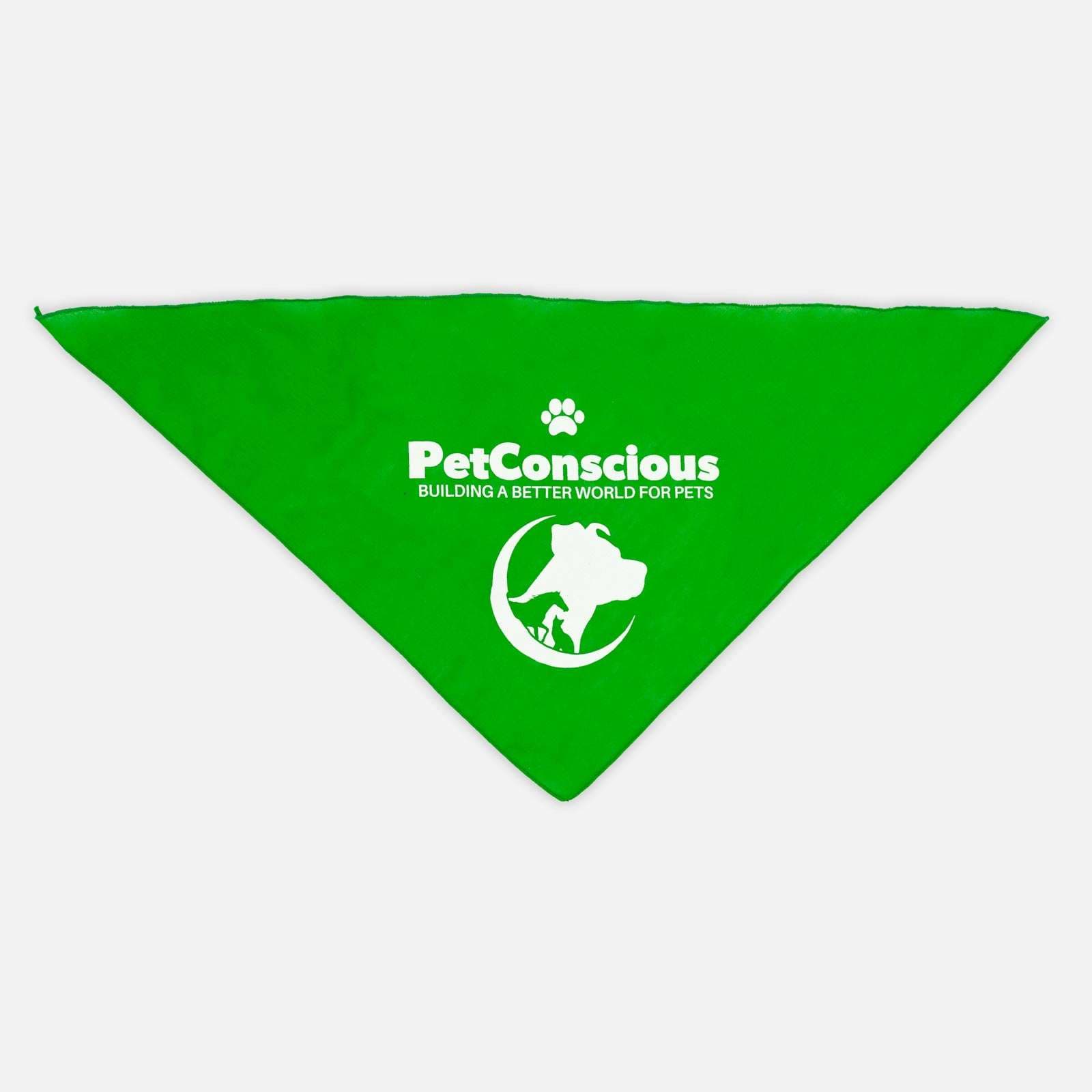 Green custom bandana screen printed with a one-color white logo